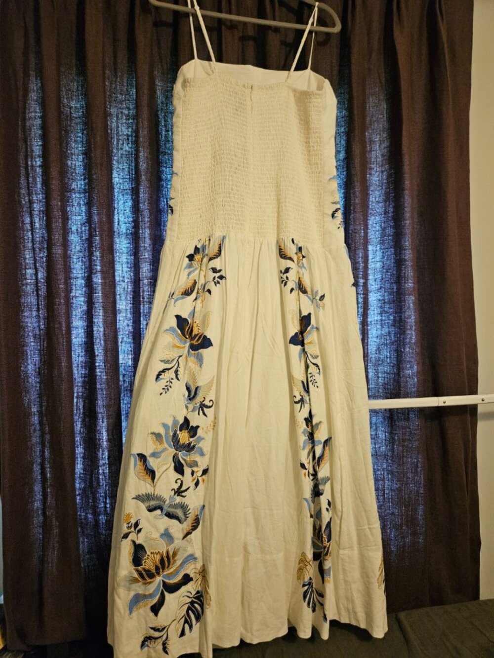 Off-White Mystic Blue Lotus Dreamscape Midi Dress - Picture 5 of 9